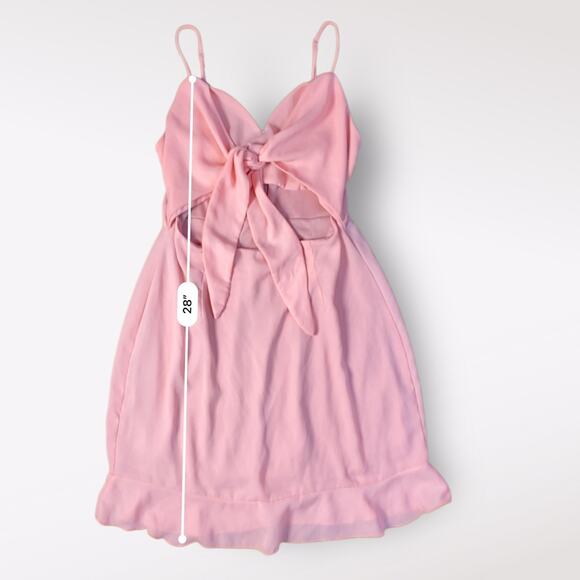 Lucy in the Sky Cutout Chiffon Dress in Coral Pink Size M Party Flirty Ruffle - Picture 6 of 10